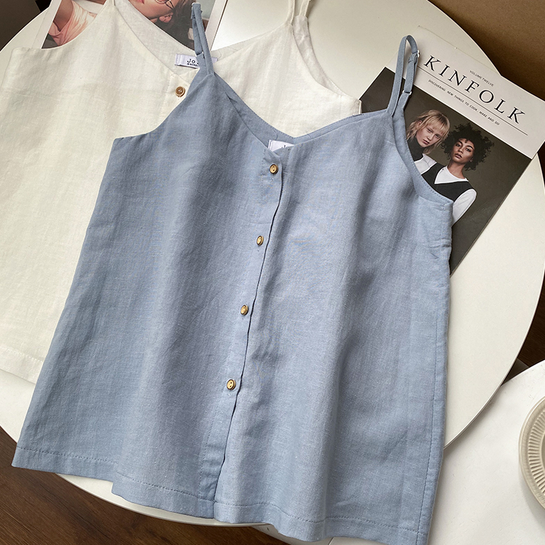 Картинка Топ майка хлопок 4 деревянные пуговицы от магазина LonnaMag