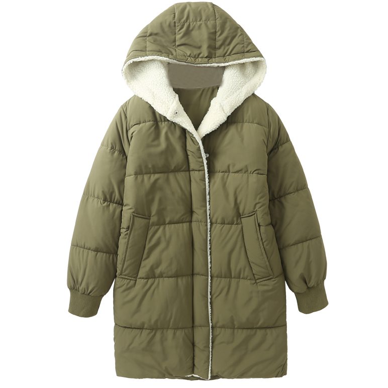 Картинка Пуховик длинный капюшон белый плюш сзади углы от магазина LonnaMag