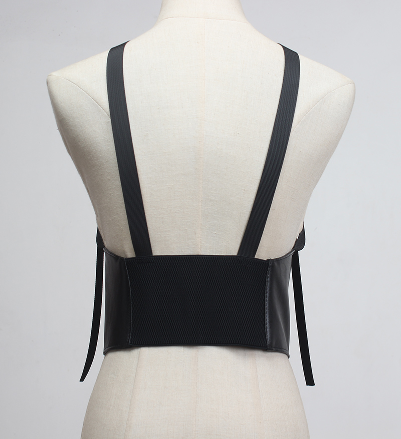 Картинка Пояс эко-кожа корсет под грудь на молнии сзади резинка лямки на карабинах от магазина LonnaMag