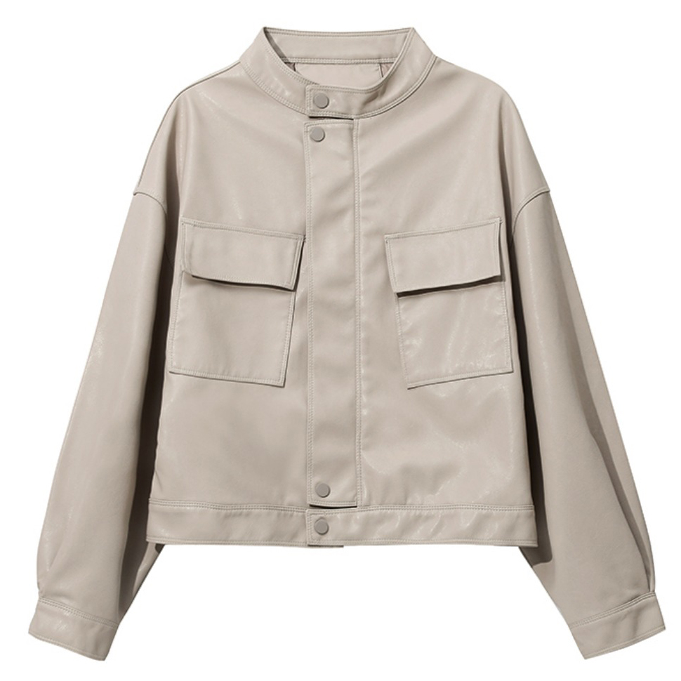 Картинка Куртка эко кожа на молний 2 кнопки сверху и снизу 2 накладных кармана от магазина LonnaMag