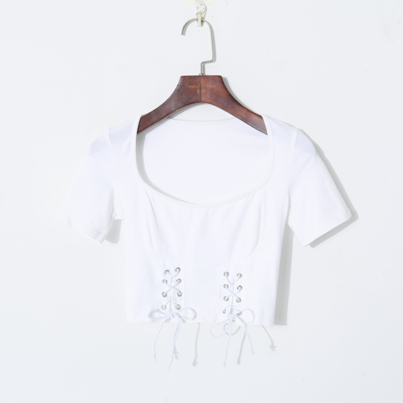 Картинка Топ футболка шов дуга под грудью 2 шнуровки от магазина LonnaMag