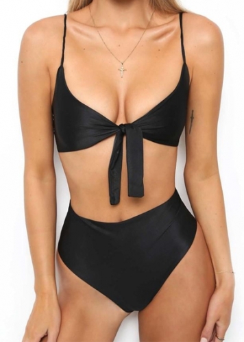 Картинка Купальник раздельный топ на завязках высокие плавки от магазина LonnaMag