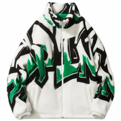 Картинка Куртка плюш на молнии oversize принт надпись граффити от магазина LonnaMag