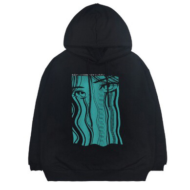 Картинка Худи oversize принт аниме глаза слезы волны от магазина LonnaMag