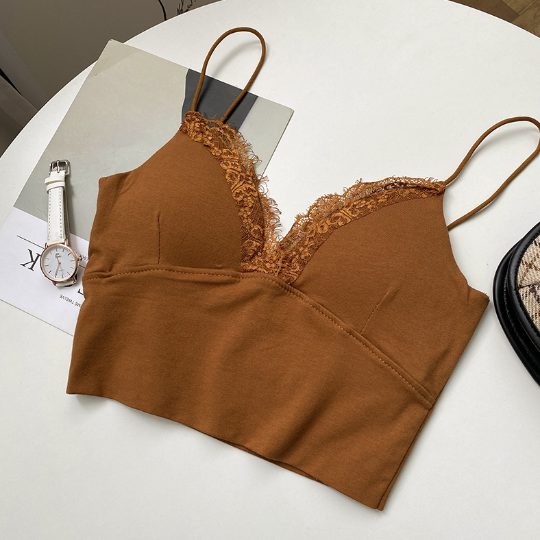 Картинка Топ хб стрейч треугольные чашки лямки-резинки - кружево от магазина LonnaMag