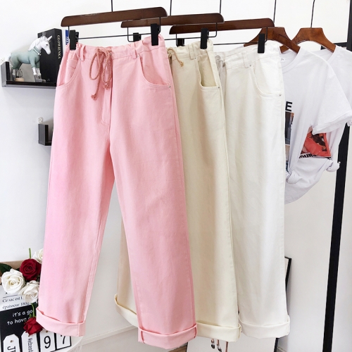 Картинка Брюки прямые светлые с завязками от магазина LonnaMag