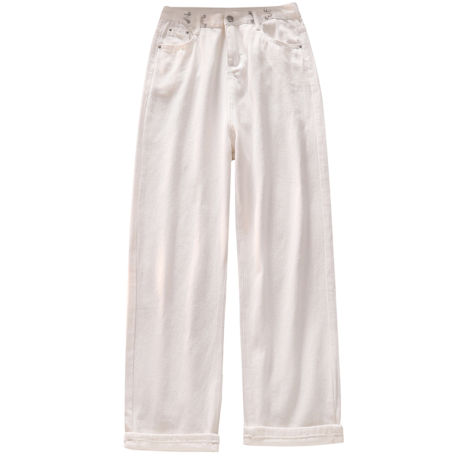 Картинка Джинсы прямые широкие регулировка на талии крючки  от магазина LonnaMag