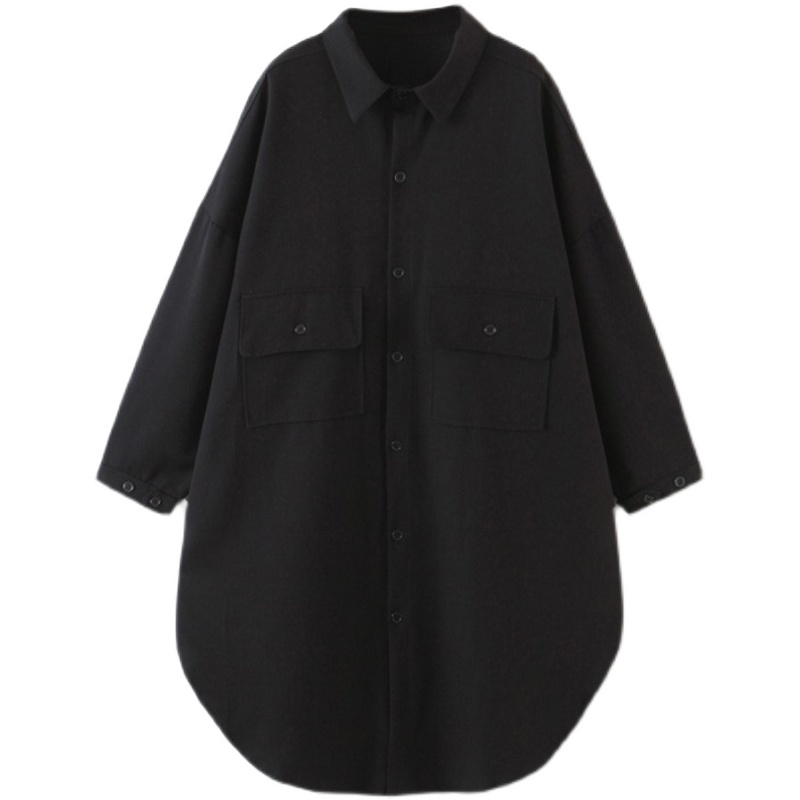 Картинка Куртка рубашка удлиненная свободный крой низ полукругом от магазина LonnaMag