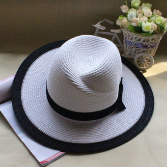 Шляпа соломенная федора черная лента и окантовка