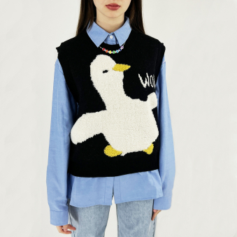 Жилет oversize мульт Белый Гусь птица WOW