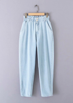 Джинсы две пуговицы талия на резинке зауженные книзу