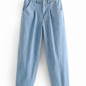 Картинка Прямые голубые джинсы с завышенной талией от магазина LonnaMag