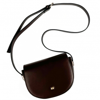 Сумка мессенджер полукруглая темно-бордовая золотая клепка