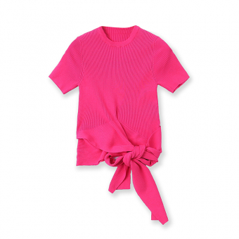 Топ футболка яркий трикотаж длинные завязки вокруг талии в бант