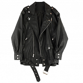 Картинка Куртка косуха эко-кожа oversize 4 кармана хлястик на плече от магазина LonnaMag