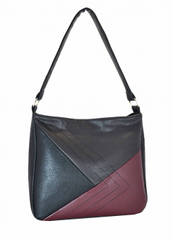 Сумка шоппер на длинной ручке колорблок швы углом эко-кожа