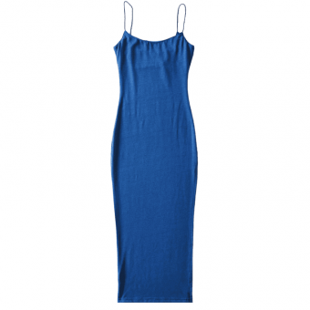 Платье миди тонкий трикотаж тонкие лямки разрез по ноге