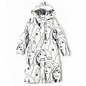 Картинка Пуховик длинный капюшон принт - контур лица девушки от магазина LonnaMag