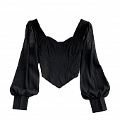 Картинка Топ корсет акцент швы на груди длинный объемный рукав манжеты  от магазина LonnaMag