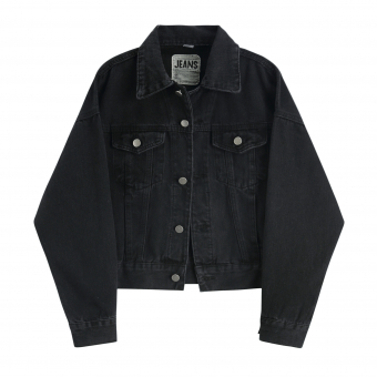 Джинсовка черная серые пуговицы