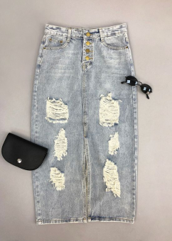 Юбка джинсовая миди с порезами