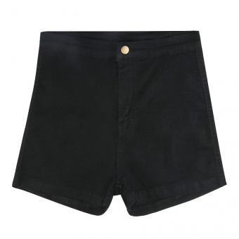 Шорты джинс в обтяжку с завышенной талией без подворотов