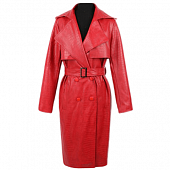 Картинка Тренч эко кожа крокодил широкий угловатый воротник клапаны + пояс  от магазина LonnaMag