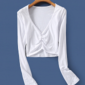 Картинка Топ длинный рукав стрейч декольте сборка на груди от магазина LonnaMag