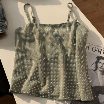 Топ майка полностью в стразах тонкие лямки