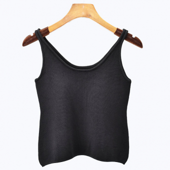 Топ майка черный трикотаж круглая пухлая окантовка