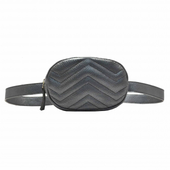 Сумка поясная стеганный зигзагом овал - нат. кожа