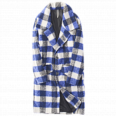 Картинка Пальто клетка серо-бело-синяя 2 черные пуговицы от магазина LonnaMag