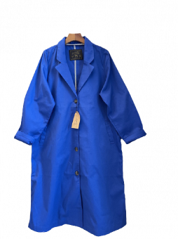 Плащ широкий жакет синий 4 пуговицы