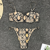 Картинка Купальник раздельный лиф плотные чашки сверху шов + трусики змеиный принт от магазина LonnaMag