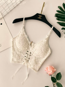 Топ лиф плотное кружево спереди шнуровка сзади молния