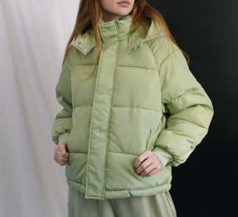 Куртка дутая oversize рукав реглан ккапюшон basic