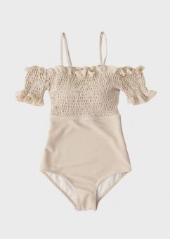 Купальник слитный топ резинкой с открытыми плечами