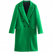 Картинка Пальто классическое ярко зеленое 6 черных пуговиц от магазина LonnaMag