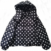 Картинка Пуховик объемный короткий с капюшоном в горошек от магазина LonnaMag