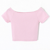 Картинка Топ футболка стрейч вырез лодочкой открытые ключицы от магазина LonnaMag