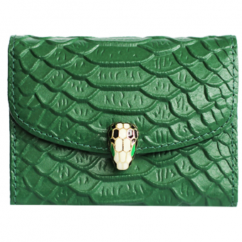 Кошелек маленький однотон тестура змеи на застёжке голова змеи