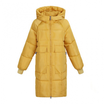 Пуховик средней длины карман уголок хлястик