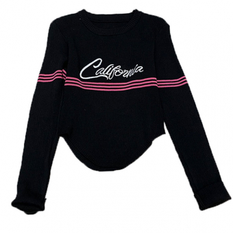 Джемпер трикотаж 3 розовые полосы надпись California