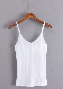 Майка хб стрейч рубчик тонкие лямки V вырез