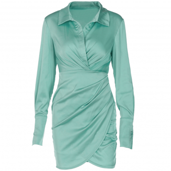 Платье атлас сверху как рубашка юбка на запах сборка