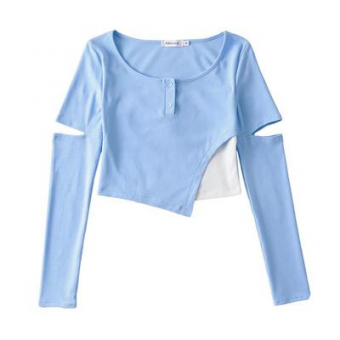 Топ асимметричный длинный рукав с разрезом