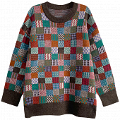Картинка Свитер ретро стиль квадраты с различным узором  от магазина LonnaMag