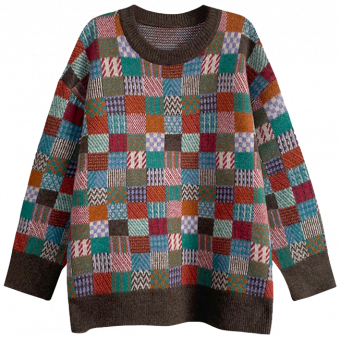Свитер ретро стиль квадраты с различным узором