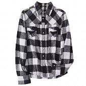 Картинка Рубашка на кнопках черно-белая виши 2 кармана от магазина LonnaMag