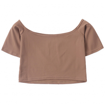 Топ супер короткая футболка стрейч широкий вырез